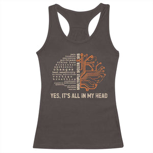 Multiple Sclerosis Awareness Racerback Tank Top Orange Ribbon Yes It's All In My Head TS10 Dark Chocolate Print Your Wear