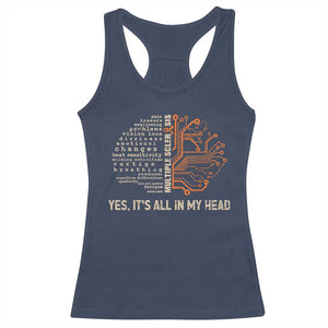 Multiple Sclerosis Awareness Racerback Tank Top Orange Ribbon Yes It's All In My Head TS10 Navy Print Your Wear