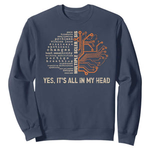 Multiple Sclerosis Awareness Sweatshirt Orange Ribbon Yes It's All In My Head TS10 Navy Print Your Wear