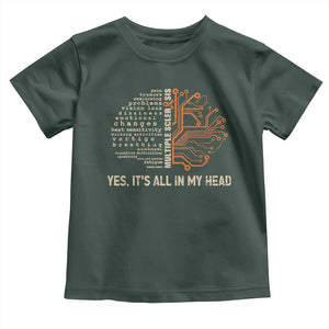 Multiple Sclerosis Awareness Toddler T Shirt Orange Ribbon Yes It's All In My Head TS10 Dark Forest Green Print Your Wear