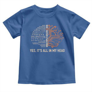 Multiple Sclerosis Awareness Toddler T Shirt Orange Ribbon Yes It's All In My Head TS10 Royal Blue Print Your Wear