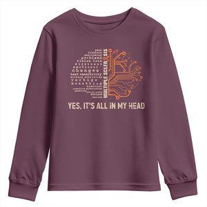 Multiple Sclerosis Awareness Youth Sweatshirt Orange Ribbon Yes It's All In My Head TS10 Maroon Print Your Wear