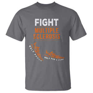 Fight MS T Shirt Orange Ribbon Multiple Sclerosis Awareness TS10 Charcoal Print Your Wear