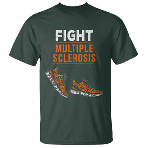 Fight MS T Shirt Orange Ribbon Multiple Sclerosis Awareness TS10 Dark Forest Green Print Your Wear