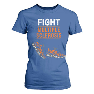 Fight MS T Shirt For Women Orange Ribbon Multiple Sclerosis Awareness TS10 Royal Blue Print Your Wear