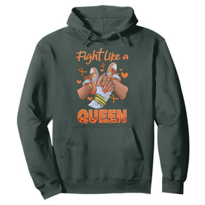 Multiple Sclerosis Awareness Hoodie Orange Ribbon Fight MS Like A Queen TS10 Dark Forest Green Print Your Wear