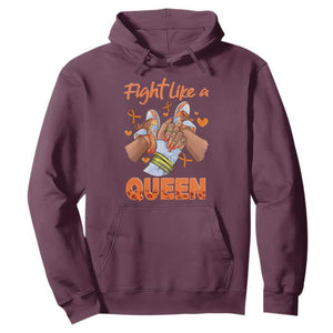 Multiple Sclerosis Awareness Hoodie Orange Ribbon Fight MS Like A Queen TS10 Maroon Print Your Wear