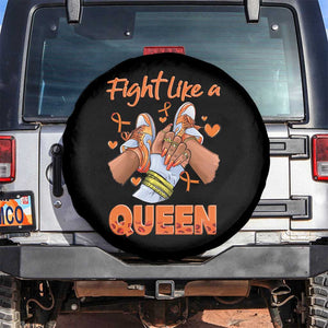 Multiple Sclerosis Awareness Spare Tire Cover Orange Ribbon Fight MS Like A Queen TS10 No hole Black Print Your Wear