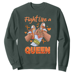 Multiple Sclerosis Awareness Sweatshirt Orange Ribbon Fight MS Like A Queen TS10 Dark Forest Green Print Your Wear