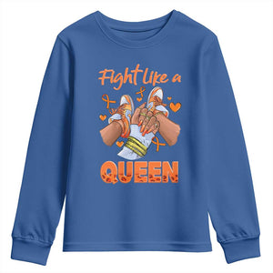 Multiple Sclerosis Awareness Youth Sweatshirt Orange Ribbon Fight MS Like A Queen TS10 Royal Blue Print Your Wear