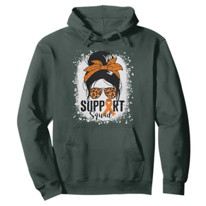 Multiple Sclerosis Awareness Hoodie Orange Ribbon Support Squad Messy Bun TS10 Dark Forest Green Print Your Wear