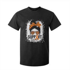 Multiple Sclerosis Awareness T Shirt For Kid Orange Ribbon Support Squad Messy Bun TS10 Black Print Your Wear