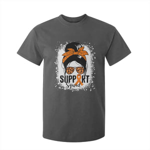 Multiple Sclerosis Awareness T Shirt For Kid Orange Ribbon Support Squad Messy Bun TS10 Dark Heather Print Your Wear