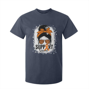 Multiple Sclerosis Awareness T Shirt For Kid Orange Ribbon Support Squad Messy Bun TS10 Navy Print Your Wear
