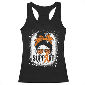 Multiple Sclerosis Awareness Racerback Tank Top Orange Ribbon Support Squad Messy Bun TS10 Black Print Your Wear