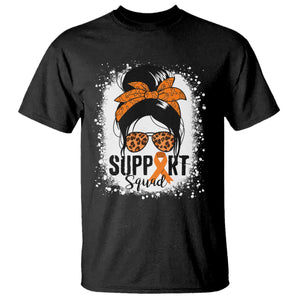 Multiple Sclerosis Awareness T Shirt Orange Ribbon Support Squad Messy Bun TS10 Black Print Your Wear