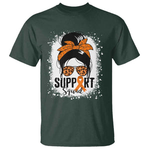 Multiple Sclerosis Awareness T Shirt Orange Ribbon Support Squad Messy Bun TS10 Dark Forest Green Print Your Wear