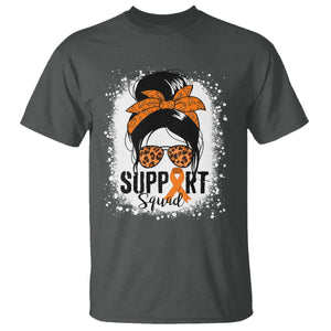 Multiple Sclerosis Awareness T Shirt Orange Ribbon Support Squad Messy Bun TS10 Dark Heather Print Your Wear