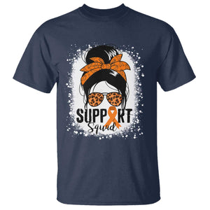 Multiple Sclerosis Awareness T Shirt Orange Ribbon Support Squad Messy Bun TS10 Navy Print Your Wear