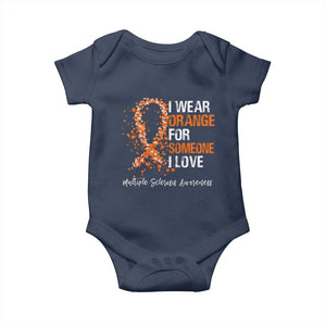 Multiple Sclerosis Awareness Baby Onesie Orange Ribbon Wear Orange For Someone I Love TS10 Navy Print Your Wear