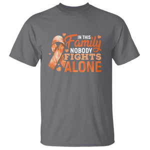 Multiple Sclerosis Awareness T Shirt Orange Ribbon In This Family Nobody Fights Alone TS10 Charcoal Print Your Wear