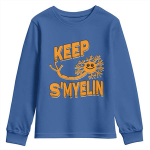 Multiple Sclerosis Awareness Youth Sweatshirt Orange Ribbon Keep S'Myelin MS Warrior TS10 Royal Blue Print Your Wear