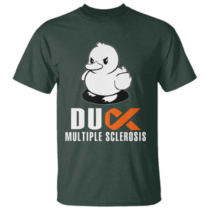 Duck Multiple Sclerosis Awareness T Shirt Orange Ribbon MS Support Squad TS10 Dark Forest Green Print Your Wear