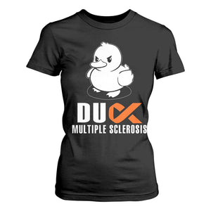 Duck Multiple Sclerosis Awareness T Shirt For Women Orange Ribbon MS Support Squad TS10 Black Print Your Wear