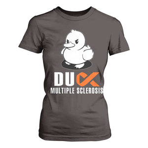 Duck Multiple Sclerosis Awareness T Shirt For Women Orange Ribbon MS Support Squad TS10 Dark Chocolate Print Your Wear