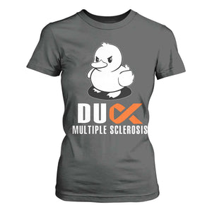 Duck Multiple Sclerosis Awareness T Shirt For Women Orange Ribbon MS Support Squad TS10 Dark Heather Print Your Wear
