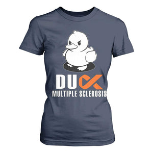 Duck Multiple Sclerosis Awareness T Shirt For Women Orange Ribbon MS Support Squad TS10 Navy Print Your Wear