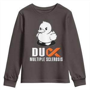 Duck Multiple Sclerosis Awareness Youth Sweatshirt Orange Ribbon MS Support Squad TS10 Dark Chocolate Print Your Wear