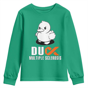 Duck Multiple Sclerosis Awareness Youth Sweatshirt Orange Ribbon MS Support Squad TS10 Irish Green Print Your Wear