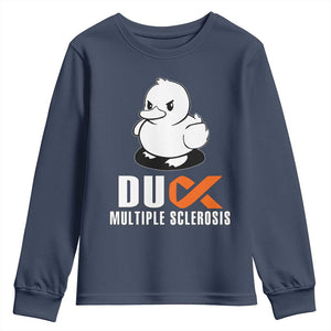 Duck Multiple Sclerosis Awareness Youth Sweatshirt Orange Ribbon MS Support Squad TS10 Navy Print Your Wear