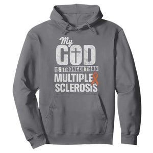 God Stronger Multiple Sclerosis Awareness Hoodie Orange Ribbon MS Support Squad TS10 Charcoal Print Your Wear