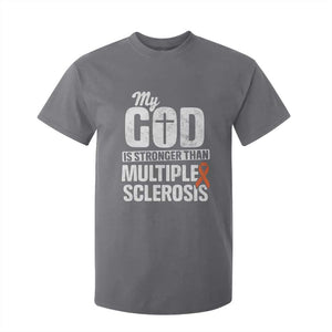 God Stronger Multiple Sclerosis Awareness T Shirt For Kid Orange Ribbon MS Support Squad TS10 Charcoal Print Your Wear