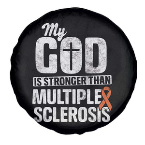 God Stronger Multiple Sclerosis Awareness Spare Tire Cover Orange Ribbon MS Support Squad TS10 Print Your Wear