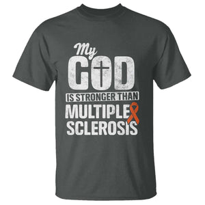 God Stronger Multiple Sclerosis Awareness T Shirt Orange Ribbon MS Support Squad TS10 Dark Heather Print Your Wear