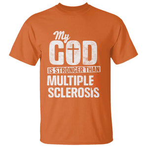 God Stronger Multiple Sclerosis Awareness T Shirt Orange Ribbon MS Support Squad TS10 Orange Print Your Wear