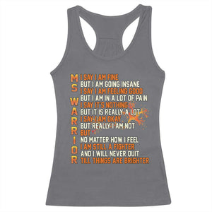 Multiple Sclerosis Awareness Racerback Tank Top Fight MS Orange Ribbon TS10 Charcoal Print Your Wear