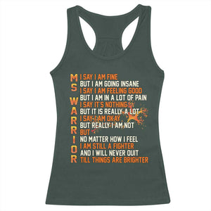 Multiple Sclerosis Awareness Racerback Tank Top Fight MS Orange Ribbon TS10 Dark Forest Green Print Your Wear
