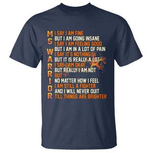 Multiple Sclerosis Awareness T Shirt Fight MS Orange Ribbon TS10 Navy Print Your Wear