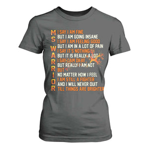 Multiple Sclerosis Awareness T Shirt For Women Fight MS Orange Ribbon TS10 Dark Heather Print Your Wear