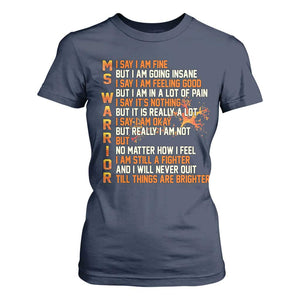 Multiple Sclerosis Awareness T Shirt For Women Fight MS Orange Ribbon TS10 Navy Print Your Wear