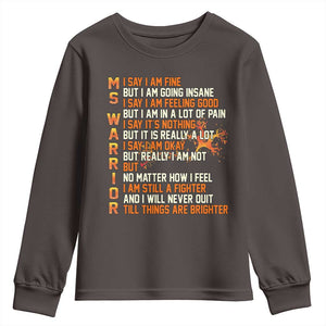 Multiple Sclerosis Awareness Youth Sweatshirt Fight MS Orange Ribbon TS10 Dark Chocolate Print Your Wear