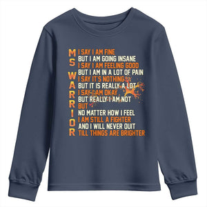 Multiple Sclerosis Awareness Youth Sweatshirt Fight MS Orange Ribbon TS10 Navy Print Your Wear