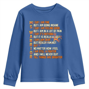 Multiple Sclerosis Awareness Youth Sweatshirt Fight MS Orange Ribbon TS10 Royal Blue Print Your Wear