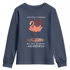 Multiple Sclerosis Survivor Youth Sweatshirt Fight MS Orange Ribbon TS10 Navy Print Your Wear