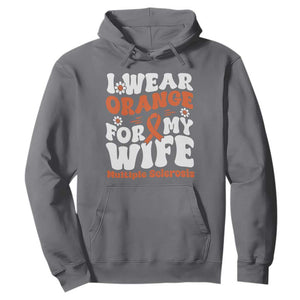 Multiple Sclerosis Awareness Hoodie Orange Ribbon I Wear Orange For My Wife Fight MS TS10 Charcoal Print Your Wear