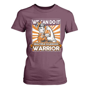 Multiple Sclerosis Awareness T Shirt For Women Orange Ribbon MS Warrior Support Squad TS10 Maroon Print Your Wear